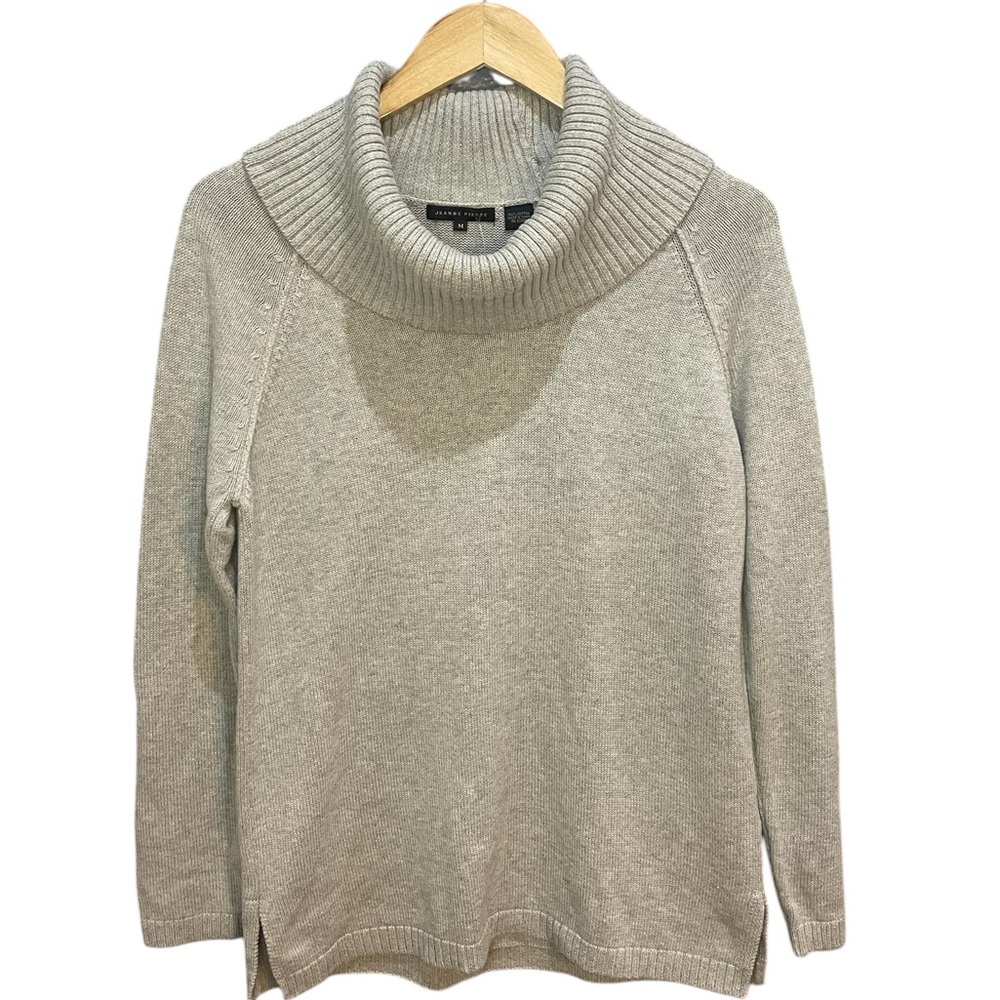 JEANNE PIERRE Light Gray Cowl Neck Sweater